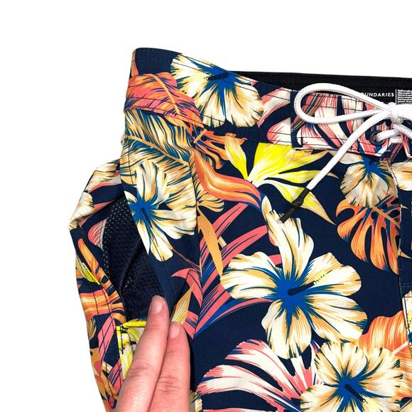 No Boundaries Mens Board Shorts Swim Trunk Swimsuit Tropical Floral Print Sz 32 - Picture 2 of 8
